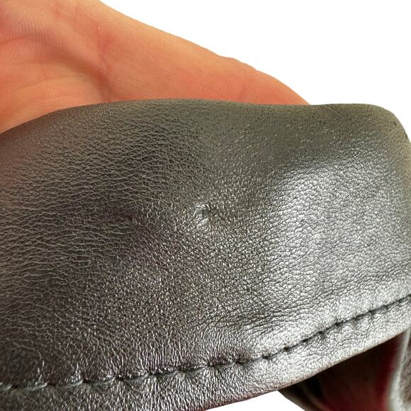 Vintage Gino di Giorgio Black Leather Button Up Trench Coat Size L - Picture 8 of 14